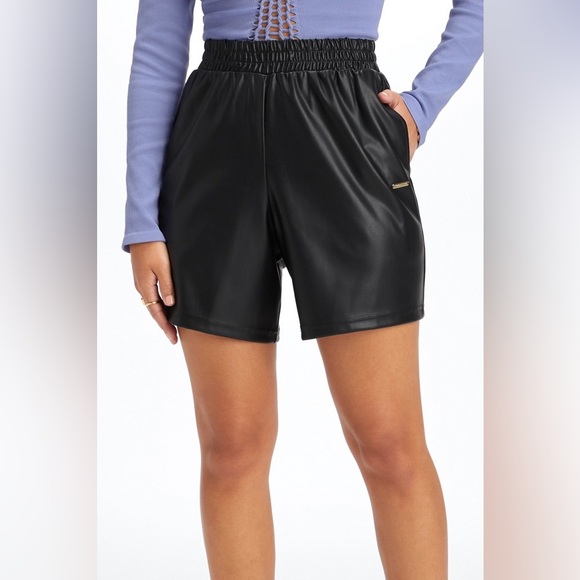 Fabletics Pants - Fabletics NWTs Vegan Leather High Waisted Shorts Black